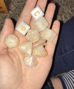 Elven White RPG D&D Dice Set: 7 + 3d6 = 10 polyhedral die plus bag! by Dave's Dice 16 61NeBbxD3VL