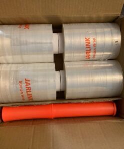 JARLINK 4 Pack Plastic Film Roll with Plastic Handles, 60 Gauge Thick, 5" x 1000ft Plastic Pallet Film, Industrial Strength Stretch up to 500% Stretch for Moving, Packing, Wrapping, and Shipping 31 61NeJAT NLL