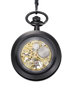 Carrie Hughes Pocket Watch Steampunk Skeleton Hand-Wind Roman Numerals Antique Chain Mens Womens CH397 CH397B 8 61Neh6FdUkL