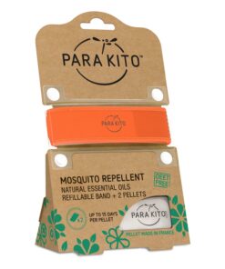 PARA'KITO Mosquito Insect & Bug Protection Wristband - Mosquito Stickers, Bug Spray Alternative Essentials for Beach, Camping, Desert Hiking, Christmas Bonfires - Natural Essential Oils (Orange) Orange 14 61NenQ xlGL 1