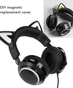 Acogedor Gaming Headset, 8 Color RGB Lighting Effects 3 Sound Modes Cat Ear PC Gaming Headphones with Microphone and Touch Switch, 3.5mm Jack 11 61Ng4OaTLdL