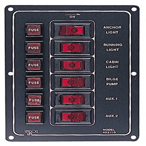 Sea-Dog 422110-1 Aluminum Vertical DC Switch Panel, 6 switches