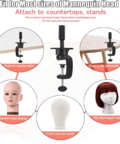 Teenitor Wig Mannequin Head Stand, 2 Pack Cosmetology Manikin Stand Mannequin Head Holder Clamp Black Wig Stand Holder 28 61NhARiBUiL