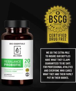 Rebalance Probiotic Supplement - Dr. Ian Stern Formulated - for Superior Digestion & Immunity – W/Organic Prebiotic & L-Glutamine - 20 Billion CFU - 60 Capsules 19 61NigBpS5ML