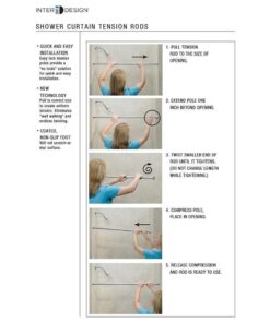 iDesign Cameo Metal Large Expandable Constant Tension Shower Rod, Bathroom Curtain Pole for Master, Guest, Kids' Bathroom, Adjustable from 50"-87", White,78672 50"-87" 19 61NjqqTqP3L 1