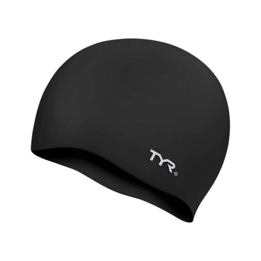 TYR Adult Wrinkle Free Silicone Swim Cap Black