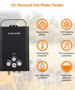 Tankless Water Heater, GASLAND Outdoors BE158B 1.58GPM 6L Portable Gas Water Heater, Instant Propane Water Heater, Overheating Protection, Easy to Install, Use for RV Cabin Barn Camping Boat, Black 21 61NrMBk5SLL