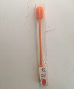 Kitchiny 12.5" Silicone Bottle Brush and Straw Cleaner Brush Set | Bottle Cleaner Brush for Hydroflasks, Insulated Sports Bottles, Straws | Water Bottle Brush Cleaner for Narrow Neck containers Orange 34 61NspYNEOhL