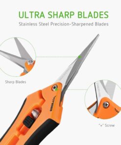 VIVOSUN Gardening Hand Pruner Pruning Shear with Straight Stailess Steel Blades (2Pack Orange) 13 61Nt8SgqKL
