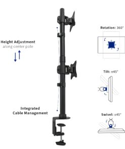VIVO Dual Monitor Desk Mount Stand with Height Adjustment and VESA Plates for 2 LCD Ultrawide Screens up to 34 inches, Stacked Array, STAND-V002R Black 24 61NtSUpbYHL
