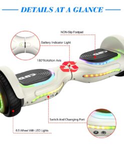 FLYING-ANT Hoverboard, 6.5 Inch Self Balancing Hoverboards with Bluetooth and LED Lights, Hover Board for Kids Teenagers A12 Black+Pink 9 61NtWkqRUOL