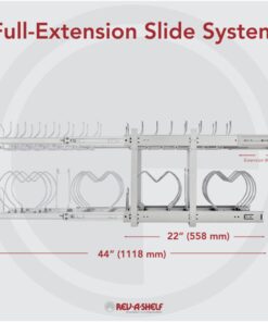 Rev-A-Shelf 2-Tier Kitchen Cabinet Pull Out 12" Cabinet Organizer for Pots, Pans, and Lid Cookware, Adjustable Heavy Duty Wire, Chrome, 5CW2-1222-CR 12 in. 42 61NveVbUUL