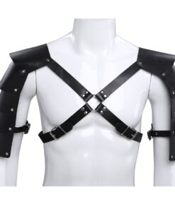 Alternative view of iiniim Men's Adjustable Faux Leather Body Chest Harness with Shoulder Armors Buckles