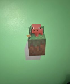 (Set of 4) LucyM Wall Decal Digging Steve; Creeper Inside Wall; Baby Pig; Baby Cow 29 61O f87il2L