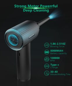 Compressed air Duster - 100000RPM Adjustable Electric Air Duster, Rechargeable 8000mAh Cordless for Dust Off/Cleaning Computer Electronics/Inflating Pool Toys, Replace Air Can/Pump 20 61O ozNhmGL