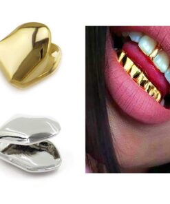 ComidoxHip Hop Single Teeth Grillz Caps Top Bottom Dental Grill Gold 9 61O1o 5kgfL