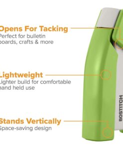 Bostitch InJoy Compact Stapler, 20 Sheet Capacity, Reduced Effort, Jam-Free, Green/White 14 61O30Z9CcUL