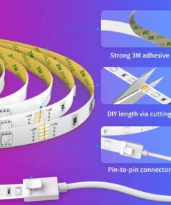 Govee Smart LED Strip Lights, 16.4ft WiFi LED Strip Lighting Work with Alexa and Google Assistant, 16 Million Colors with App Control and Music Sync LED Lights for Room, Kitchen, TV, Christmas 30 61O50fGdFyL