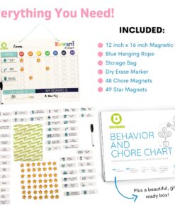 Magnetic Behavior Chore Chart for Kids at Home - Gift Reward Visual Schedule Chart by QUOKKA - Dry and Erase Routine and Responsibility - Use 99 Magnets, Markers, Stickers - from Toddlers to Teens Original 25 61O5Uu6 taL