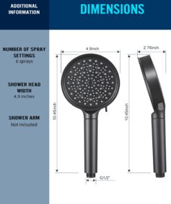 Cobbe Filtered Shower Head with Handheld, High Pressure 6 Spray Mode Showerhead with Filters, Water Softener Filters Beads for Hard Water - Remove Chlorine - Reduces Dry Itchy Skin, Matte Black Round 1. Matte Black 27 61O7txWvsrL