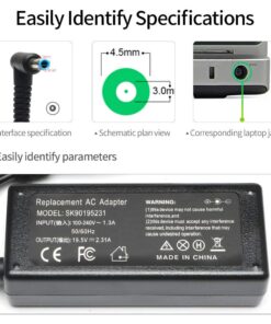 45W Laptop Charger for HP 14 inch Laptop 14-DK 14-DQ 14-DF 14-DH 14-DS 14-AC 14-AK 14-AL 14-BA Series, 14-DF0023CL 14-DF0018WM 14-DK0731MS 14-DK1025WM 14-DS0040NR 14-DK1022wm UL Listed Power Adapter 11 61O8 5 d2jL