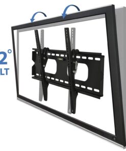 Mount-It Low-Profile Tilting TV Wall Mount Bracket for 32-60 inch LCD, LED, OLED, 4K or Plasma Flat Screen TVs - 175 lbs Capacity, 1.5 Inch Profile, Max VESA 600x400 (MI-318B), Black, 60 Medium 24 61O9WJuvM6L