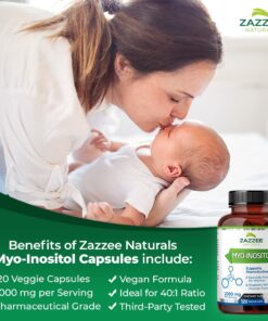 Zazzee Myo-Inositol Capsules, 2000 mg per Serving, 120 Vegan Capsules, Ideal Dosage for 40:1 Ratio, 100% Vegetarian, Hormone Balance & Healthy Ovarian Function Support, All-Natural and Non-GMO 22 61OAC1maUeL