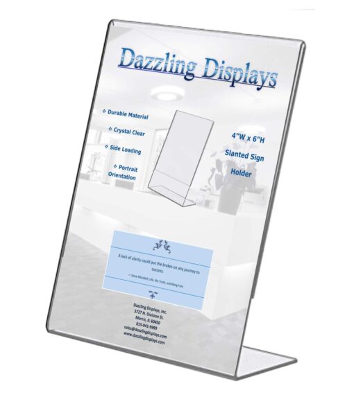 Dazzling Displays Clear 4x6 Slanted Sign Holders (100) 100