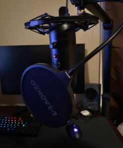 Aokeo Professional Microphone Pop Filter Mask Shield For Blue Yeti and Any Other Microphone, Mic Dual Layered Wind Pop Screen With A Flexible 360° Gooseneck Clip Stabilizing Arm Black 38 61OAfPc8q4L