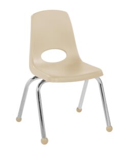 Factory Direct Partners 10363-SD 14" School Stack Chair, Stacking Student Seat with Chromed Steel Legs and Ball Glides for in-Home Learning or Classroom - Sand (6-Pack) 14 inch 21 61ODOwACq8L