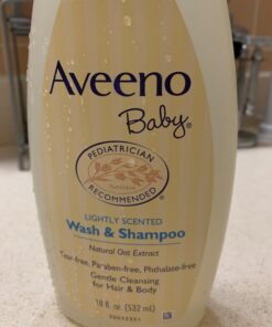 Aveeno Baby Daily Moisture Gentle Body Wash & Shampoo with Oat Extract, 2-in-1 Baby Bath Wash & Hair Shampoo, Tear- & Paraben-Free for Hair & Sensitive Skin, Lightly Scented, 18 fl. oz 33 61OEc4xcENL