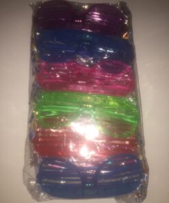 12 Piece Slotted & Shutter Shades Light Up Unisex Flashing Glasses for Adults & Children (5 Assorted Colors: White, Purple, Green, Blue, & Pink)- with Push On/Off Button for All Occasions 18 61OHTXR0OAL