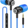 LUDOS Clamor Wired Earbuds in-Ear Headphones, 5 Years Warranty, Earphones with Microphone, Noise Isolating Ear Buds, Memory Foam for iPhone, Samsung, School Students, Kids, Women, Small Ears - Blue 1 PACK
