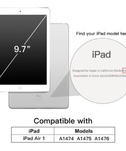 Alternative view of JETech Case for iPad Air 1st Edition (NOT for iPad Air 2/3/4/5), 9.7 Inch, Smart Cover with Auto Wake/Sleep (Black) Black