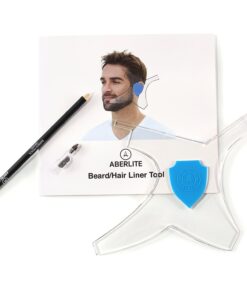 Aberlite ClearShaper - Beard Shaper Kit w/Barber Pencils - Premium Shaping Tool - 100% Clear | Many Styles - The Ultimate Beard/Hair Lineup (US Patent) - Beard Stencil Guide Template Outliner Blue 26 61OKHJNkrtL