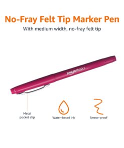 Amazon Basics Felt Tip Marker Pens, 24-Pack, Assorted Colors 24 Pack 26 61OKkvElkL