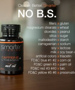 SmarterVitamins (3-Pack) 200mg Caffeine Pills with 100mg L-Theanine for Energy, Focus and Clarity + Coconut MCT Oil, Pre Workout, Nootropic Brain Booster, Extended Release Capsule 25 61OLseXDtmL