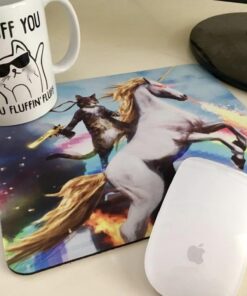 Apottwal MP-0003 Funny Cute Cat Dressed as Rambo with Gun Riding a Glowing Red Eyes Fire Breathing Unicorn Mouse Pad 1 25 61OO9hRJxPL