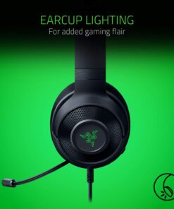 Razer Kraken X USB Ultralight Gaming Headset: 7.1 Surround Sound - Lightweight Frame - Green Logo Lighting - Integrated Audio Controls - Bendable Cardioid Microphone - for PC - Classic Black Green Lighting Only 31 61OSm2YnlfL