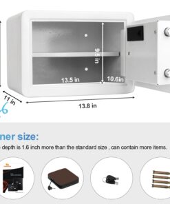 TIGERKING Biometric Fingerprint Home Safe, 1.2 Cubic Feet Digital Security Safe Lock Box, Quick-Access Small Safes for Cash, Jewelry, Handgun, Document, White FED-WHITE 13 61OXpaxU8pL