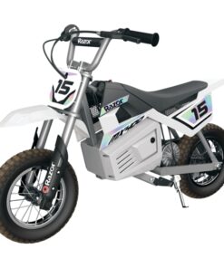 Alternative view of Razor MX400 Dirt Rocket 24 Volts Motocross Electric Dirt Bike with Hand Operated Brakes, Retractable Kickstand, and Folding Metal Pegs, White