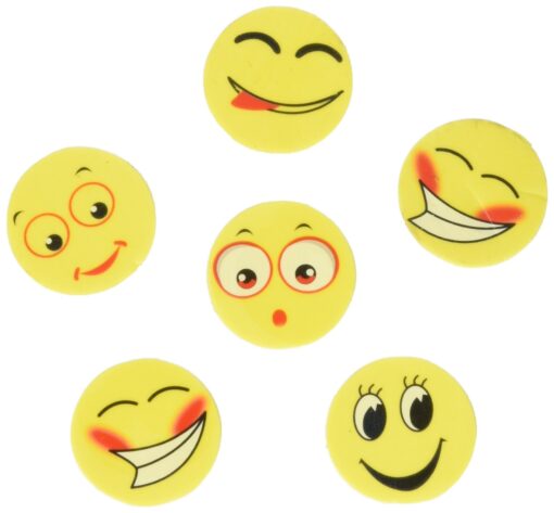 Rhode Island Novelty Lot of 72 Assorted Round Emoticon Face Erasers