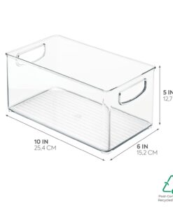Alternative view of iDesign Plastic Fridge and Freezer Organizer Bin with Integrated Handles – 10” x 5” x 6”, Clear Set of 1