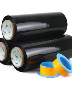 BOMEI PACK Black Stretch Wrap Industrial Strength with Plastic Handle 12" x 1000 Feet 80 Gauge 3-Pack, Black Shrink Wrap, Self-Adhering Black Plastic Wrap for Shipping, Moving 16 61OdSN9eUJL
