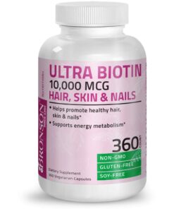 Bronson Ultra Biotin 10,000 Mcg Hair Skin and Nails Supplement, Non-GMO, 360 Vegetarian Capsules 360 Count 14 61OebiaPaGL