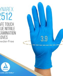 Dynarex Safe-Touch Disposable Nitrile Exam Gloves, Powder-Free, Latex-Free, Touchscreen Friendly, Used by Professionals, Blue, Medium, 1 Case, 10 Boxes of 100 Gloves 1000 8 61Ofa7vqKKL