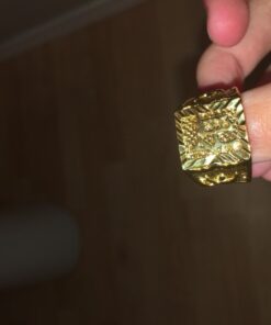 Halukakah Mens Gold Ring Diamond 3PCs Set,18K Real Gold/Platinum Filled Kanji Rich/Luck/Wealth Lab Diamonds Prong Set Size Adjustable,Gift for Men Gold Plated 3 Rings Set 29 61Ofd0pp5qL