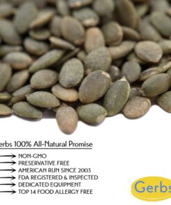 GERBS Lightly Sea Salted Pumpkin Seed Kernels 2 LB. Resealable Bag, Top 14 Allergy Free Foods, Protein & Magnesium Packed Superfood Snack, Non GMO, No Preservatives, Gluten & Peanut Free, Vegan, Keto, Shelled Pepitas grown in Canada Light sea salt 23 61OfvROxqaL