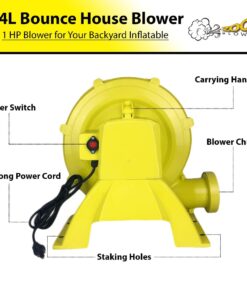 Zoom Blowers Portable Air Pump for Inflatables - Energy Efficient High Power Compact Residential Air Blower for Bounce Houses, Slide Combos, Water Slides and Obstacle Course for Kids .5 HP 11 61OgrmLIoKL