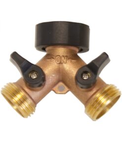 Kasian House Heavy Duty Solid Brass Garden Hose Splitter, Y Valve, 2 Way Connector for Outdoor Faucet, Comfort Grip Handles, 2 Extra Threads (2 units) 2 units 8 61Ohe72vDsL